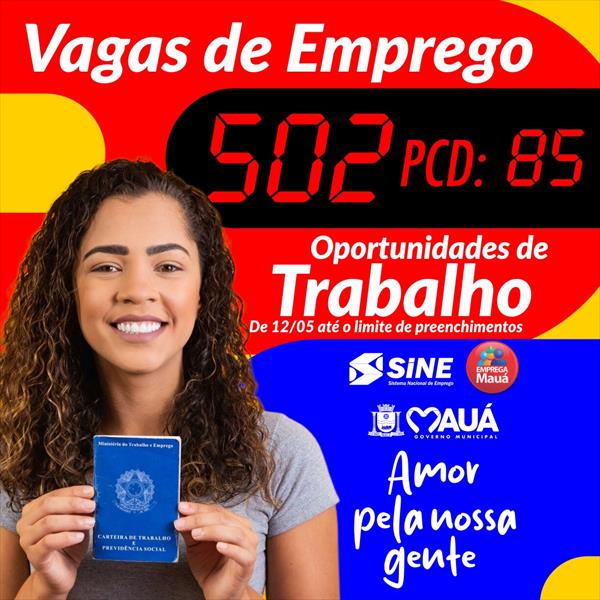  Mauá tem 502 vagas de empregos cadastradas na Casa do Trabalhador