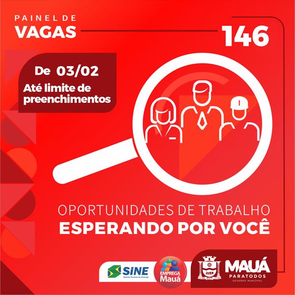 Sine de Mauá oferece 146 vagas de emprego em diversas áreas