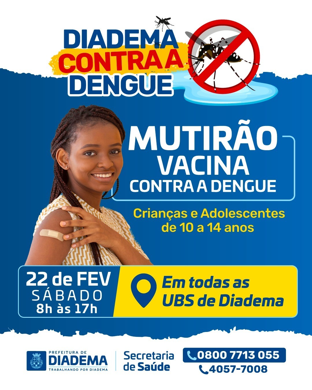    UBSs de Diadema abrem neste sábado (22) para vacinação contra a dengue