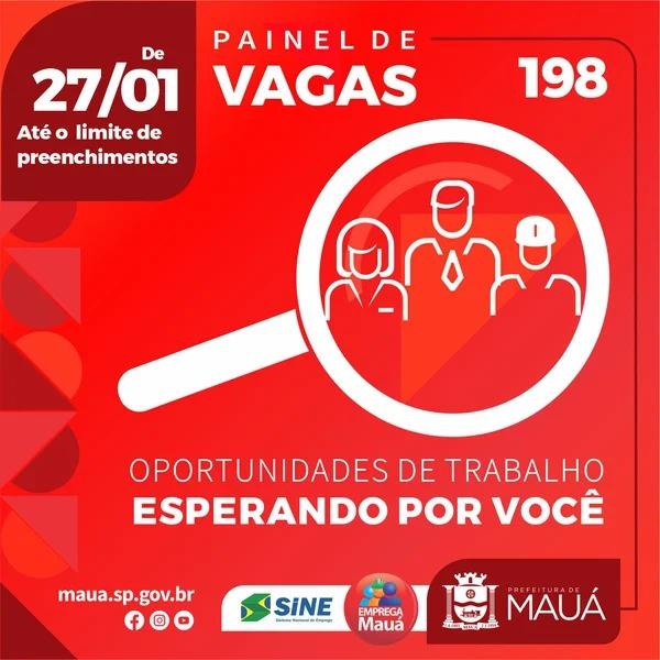 Sine de Mauá oferece 198 vagas de emprego em diversas áreas