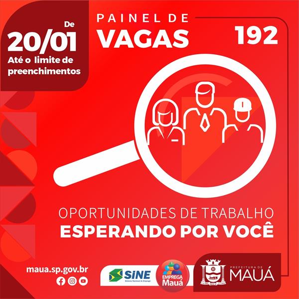 Sine de Mauá oferece 192 vagas de emprego em diversas áreas