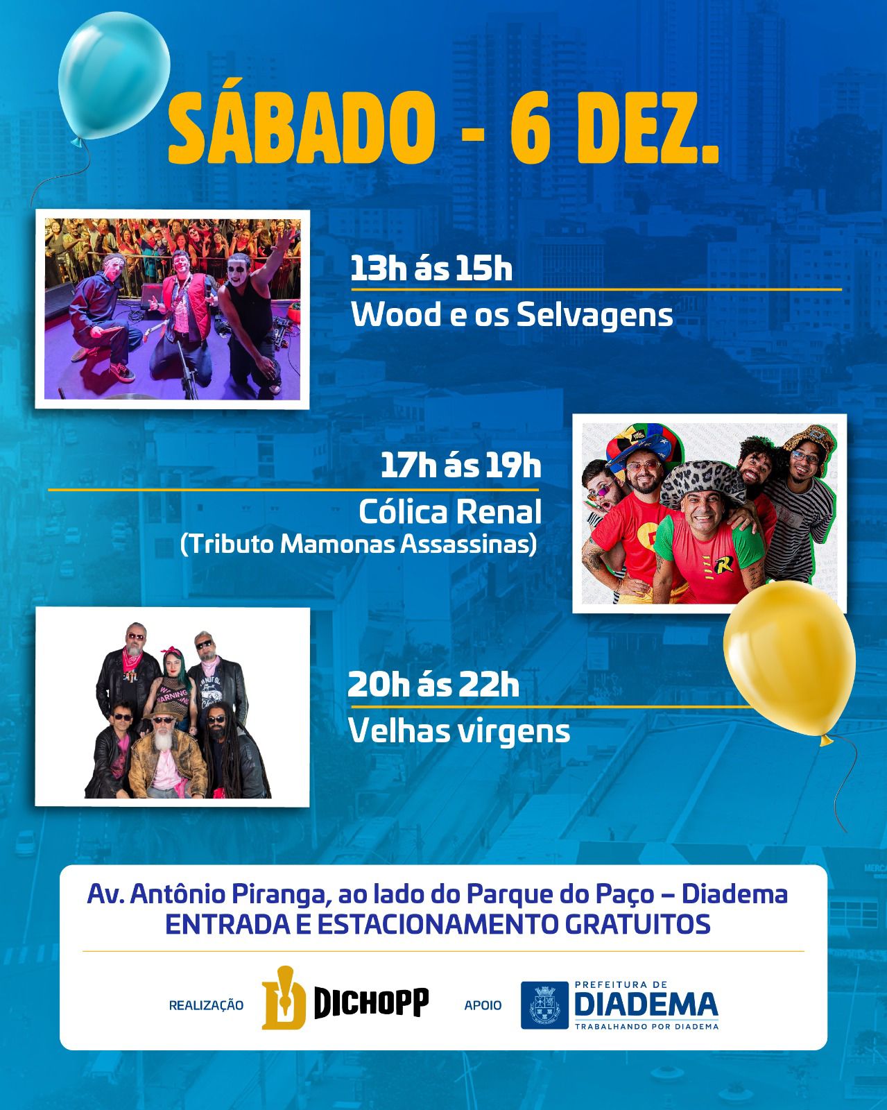 Três dias de muito rock, samba e forró celebram os 66 anos de Diadema