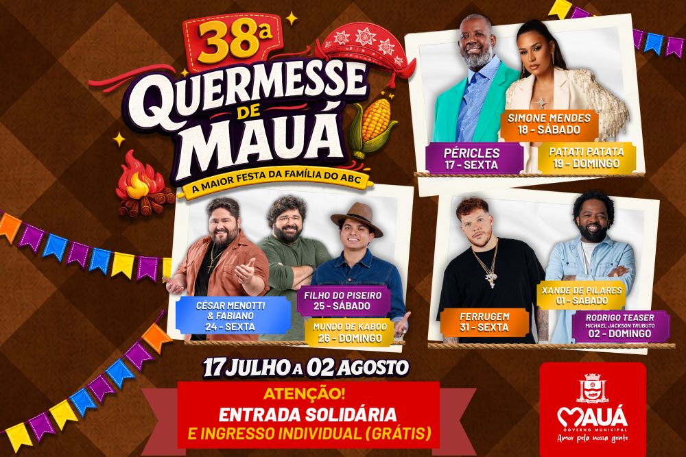 38ª Quermesse de Mauá começa em 17 de julho com show de Péricles