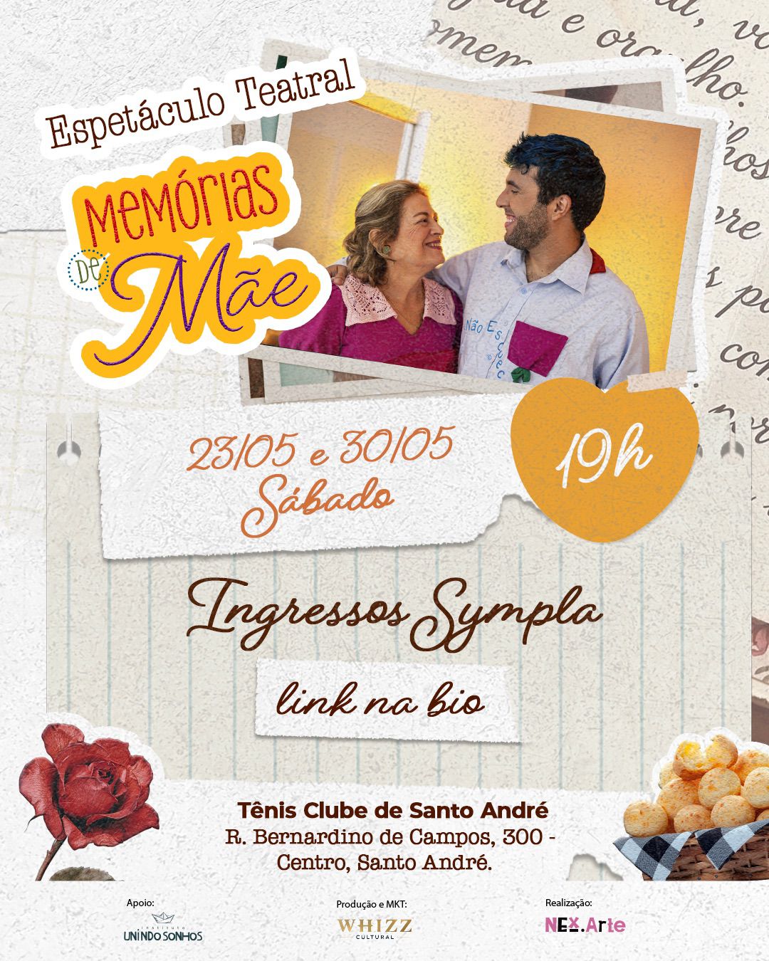  No mês das mães, Tênis Clube de Santo André tem temporada de teatro com encontro emocionante
